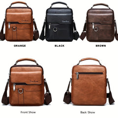 Men's Vertical Leather Shoulder Bag Cross Body Messenger Bag