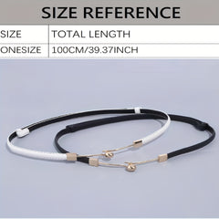 Stylish Thin PU Belt Solid Bead Hook Buckle Coat Waistband Vintage Dress Girdle