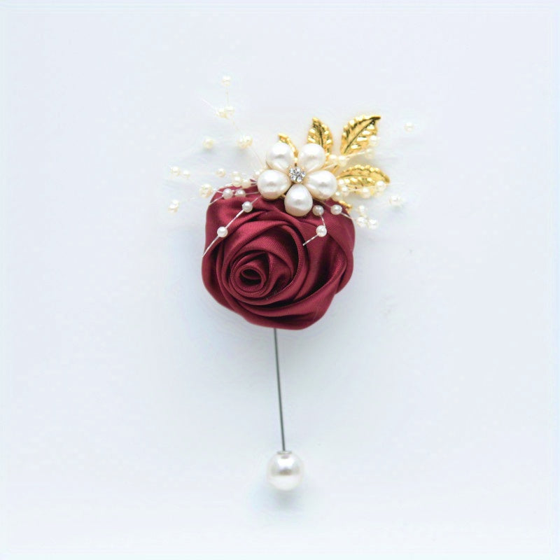 Men's Rose Brooch Wedding Flower Pin Prom