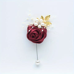 Men's Rose Brooch Wedding Flower Pin Prom