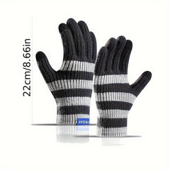 Knitted Gloves with Velvet Lining Touch Screen Winter Warm Double Layer