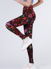 Heart Print High Waist Cropped Pants