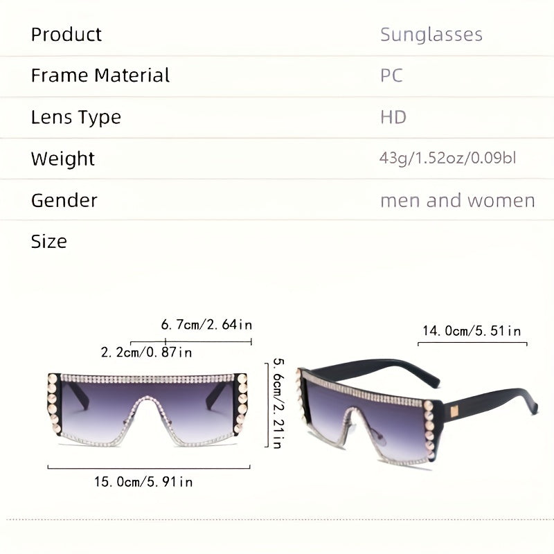 Y2K Rhinestone Shield Sunglasses UV400