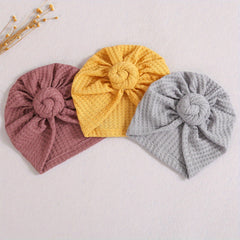 3pcs Knitted Waffle Baby Pullover Hat With Rose Circle Fetal