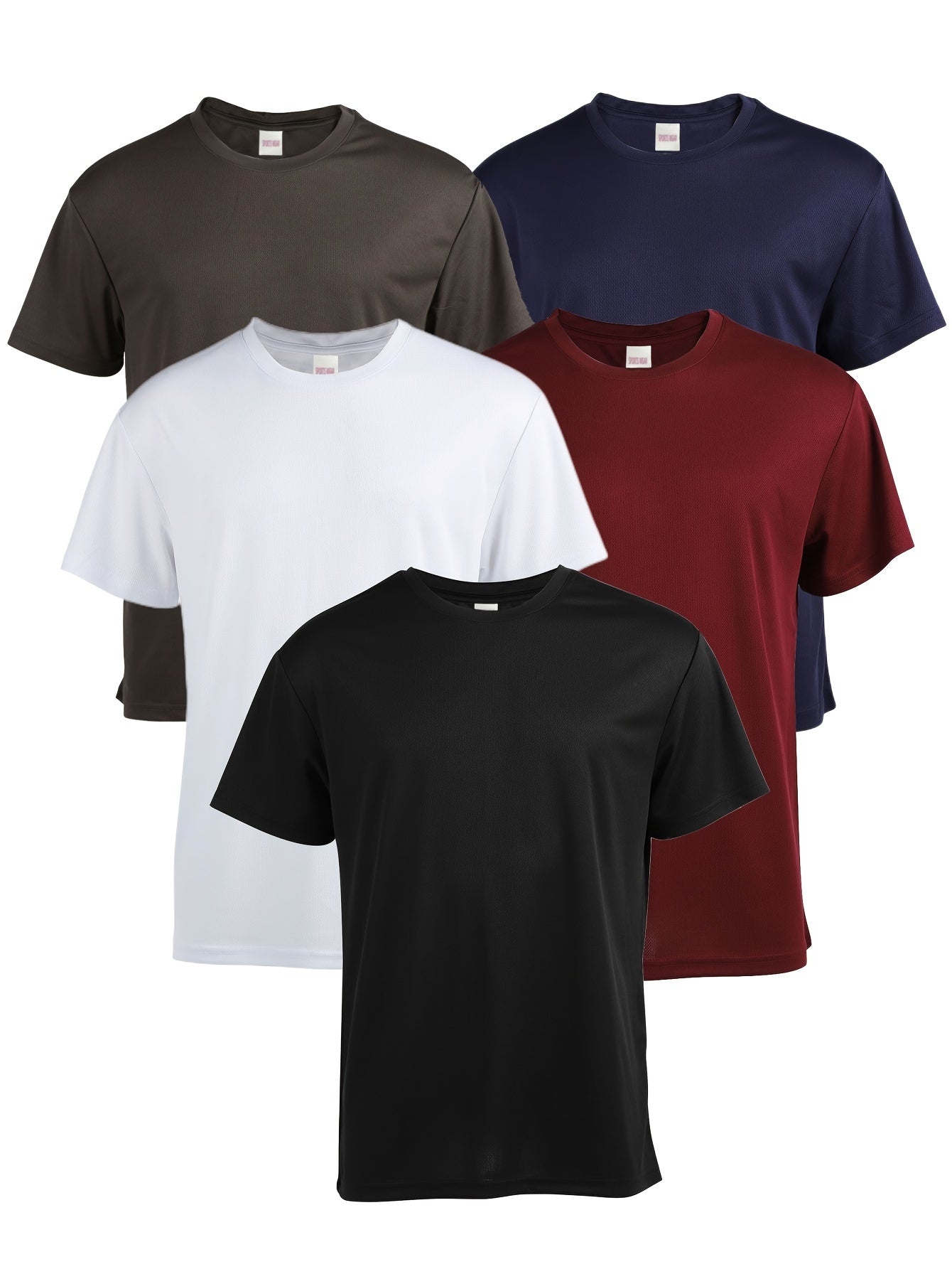 5pcs Men's Quick Drying Performance T-Shirts for Outdoor Gym
