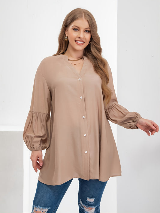  Oversized Tunic Lantern Sleeve Blouse Women's Plus Loose Fit Shirt