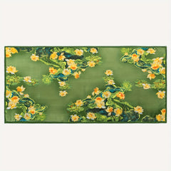 Green Lotus Print Scarf Satin Silk Scarf