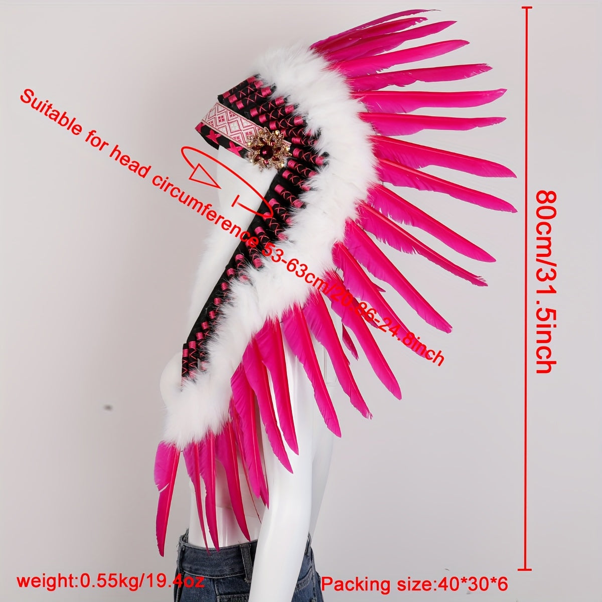 Vibrant Pink Feather Headband Party Accessory