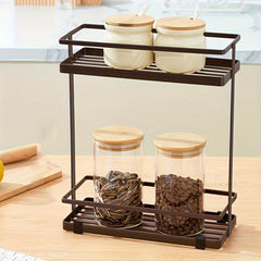 1pc Kitchen Seasoning Storage Rack Floor Layered Storage Rack