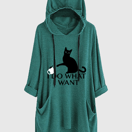Women's Cartoon Graphic 3D Ears Hoodie