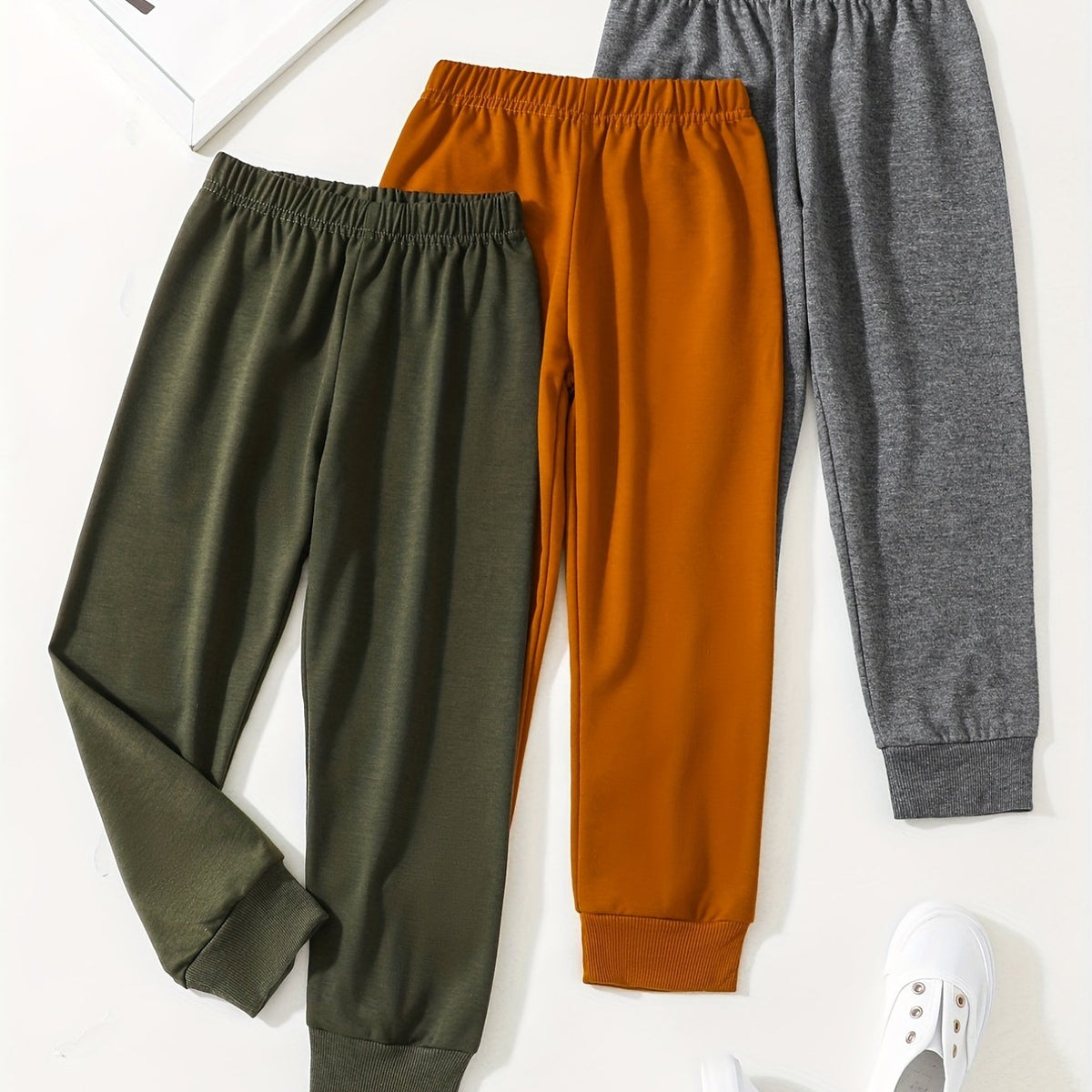 3pcs Toddler Boy's Elastic Waist Sweatpants Joggers Casual Stretch Pants