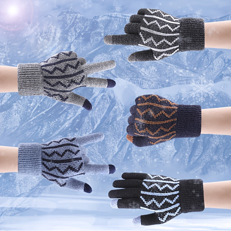 Warm Fleece Split Finger Men's Gloves Winter Touch Screen Cold Proof
