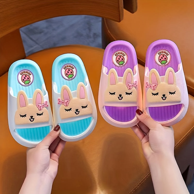 JIAGEYA Cartoon Slippers Girls Lightweight Open-Toe Non-Slip Indoor Shower Pool