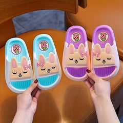 JIAGEYA Cartoon Slippers Girls Lightweight Open-Toe Non-Slip Indoor Shower Pool