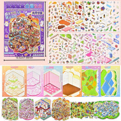 House Scene Sticker Book Extra Large Size Capybara & Rabbit Bakery Themes