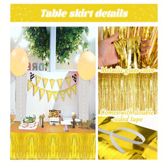 2pcs Red Foil Fringe Table Skirt for Rectangle Tables - Holiday Party Decoration