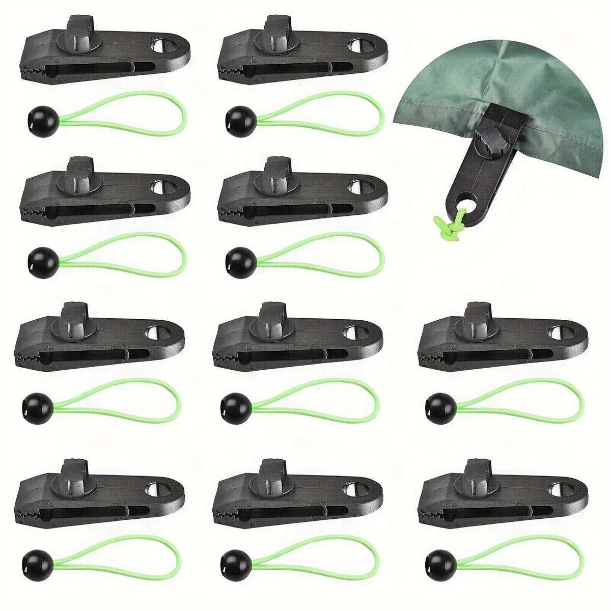 20pcs Tent Canopy Clip Buckle Kit with Binding Ropes Tarp Clips