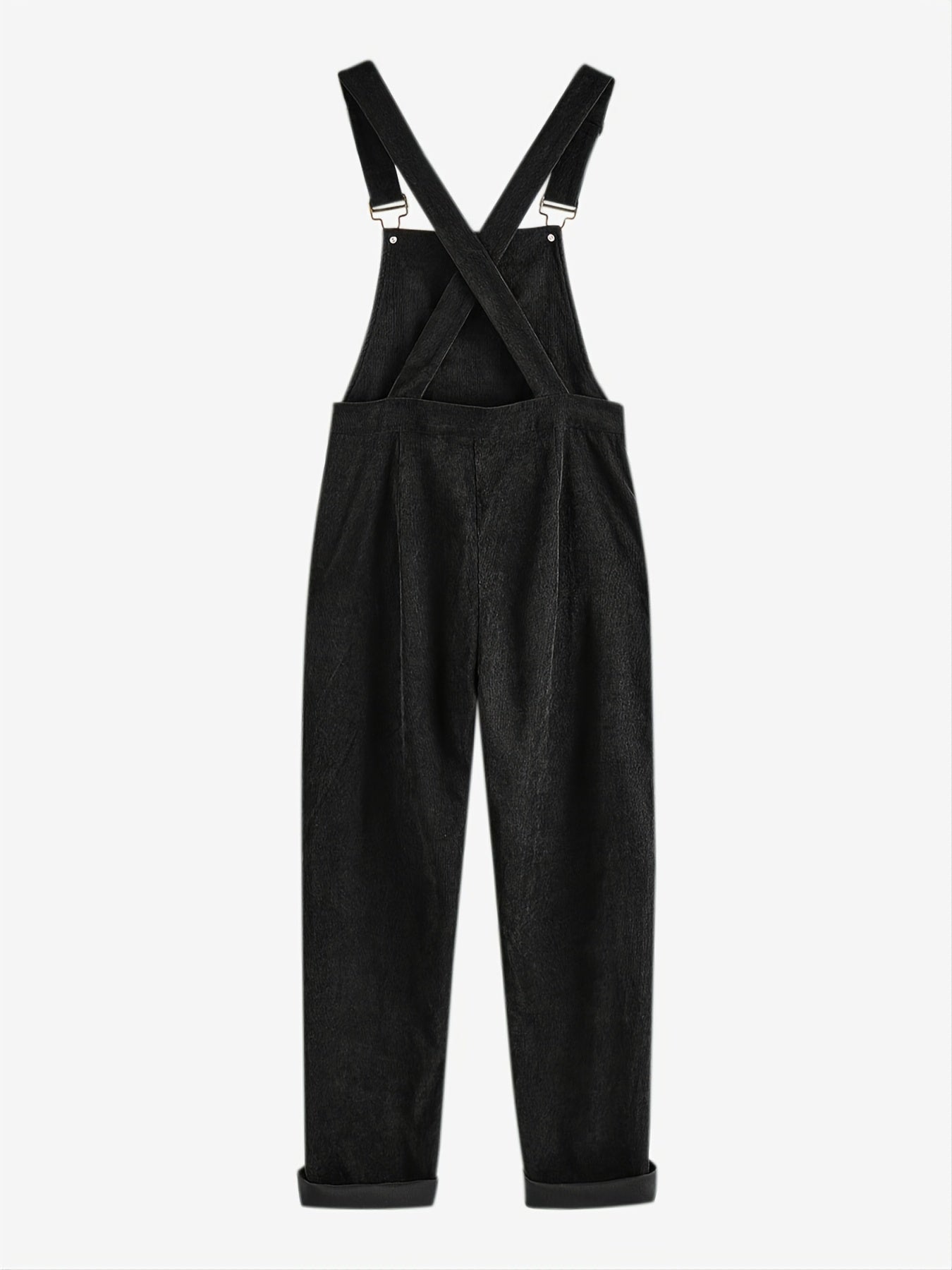 Casual Corduroy Criss Cross Jumpsuit Solid Pocket Loose Jumpsuit