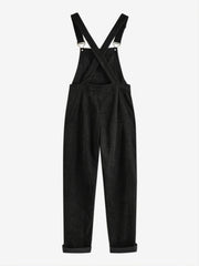 Casual Corduroy Criss Cross Jumpsuit Solid Pocket Loose Jumpsuit