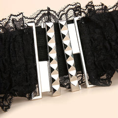 Vintage Lace Wide Belt Elastic Waistband for Women