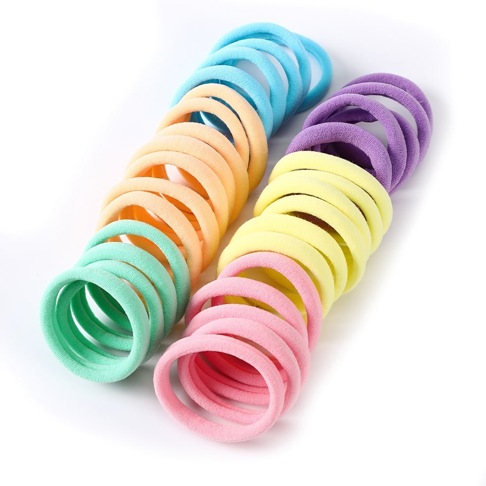 50PCS Candy Colors Nylon Scrunchie Hair Tie Ponytail Holder Hair Accessories