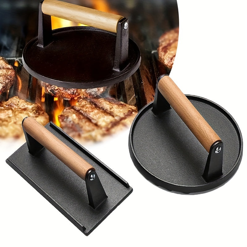Iron Burger Press Cast Iron Grill Press For Perfectly Seared Bacon Steak & Sandw