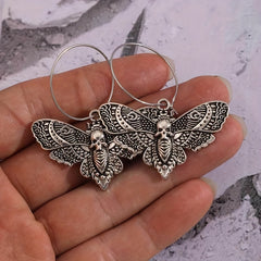 Skull Butterfly Dangle Earrings Retro Gothic Style Halloween Accessories
