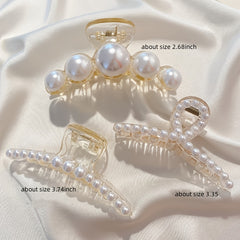 Large Pearl Hair Claw Clips for Thick Hair