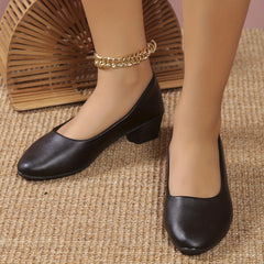 Women's Classic Court Pumps Pointed Toe Soft Sole Chunky Low Heels