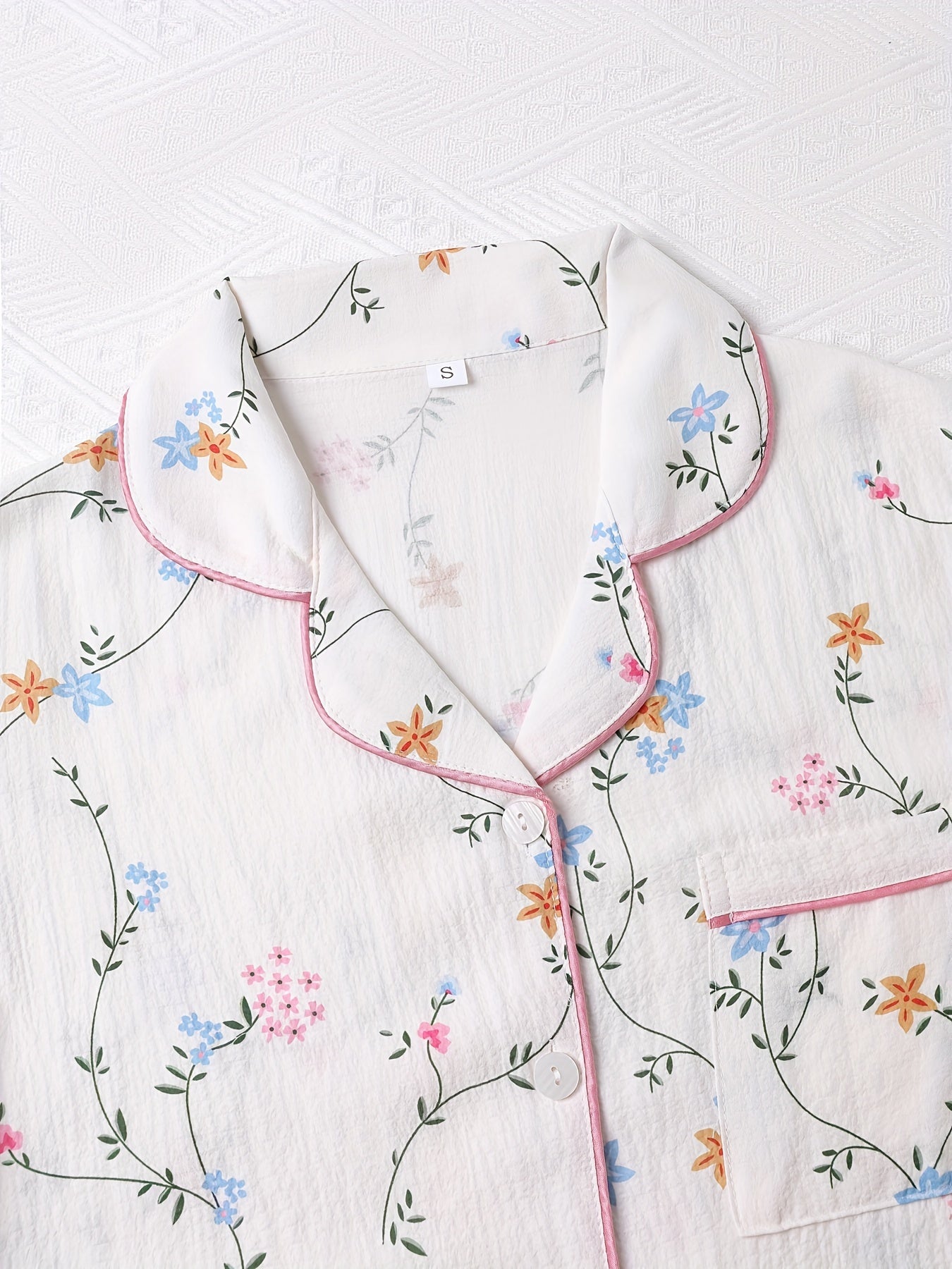 Floral Print Pajama Set Long Sleeve Top & Pants Women's Sleepwear