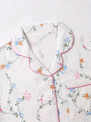 Floral Print Pajama Set Long Sleeve Top & Pants Women's Sleepwear