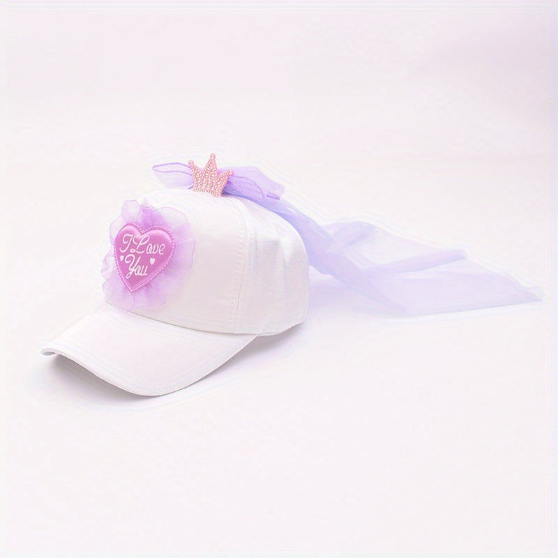 Girls Mesh Baseball Cap Princess Crown Hat