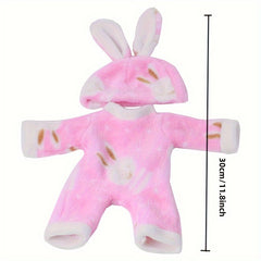 Plush Bunny Eared Doll Clothes for 3-6 Years, Twin Pack & Pink