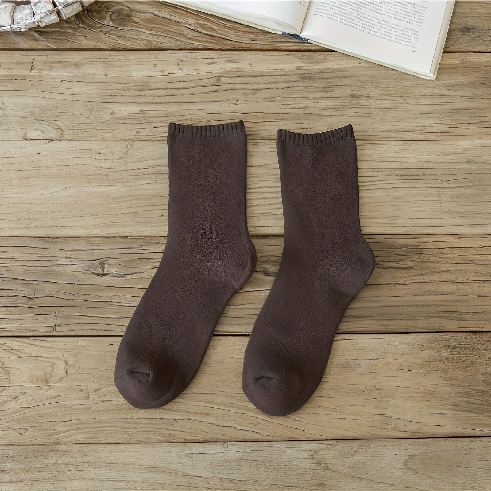 Men's Casual Solid Socks Thickened Warm Socks for Autumn & Winter