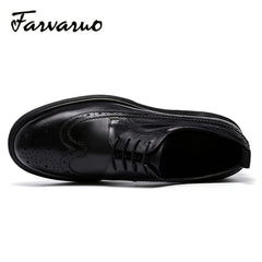 FARWARWO Men's Leather Wingtip Brogue Derby Shoes for Party Wedding