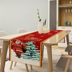 Linen Table Runner Santa Claus Pattern Christmas Table Runner