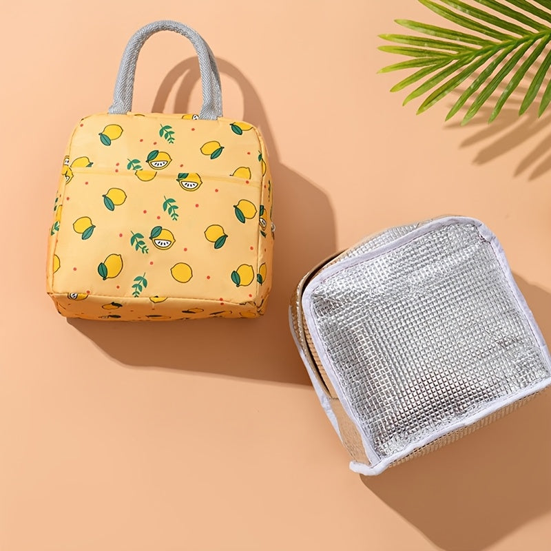 Fruit Theme Insulated Lunch Bag with Double Handles Oxford Cloth