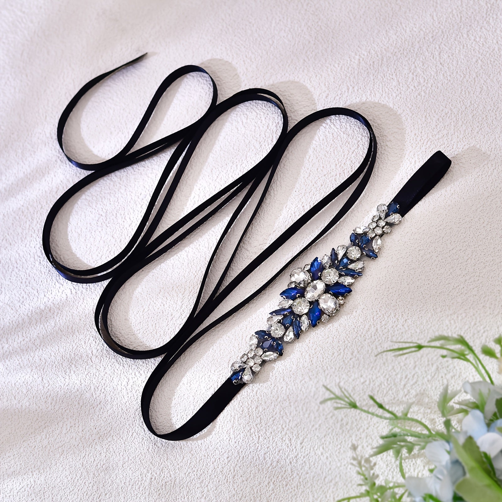 Silvery Bridal Belt with Rhinestones for Weddings