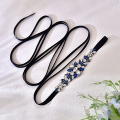 Silvery Bridal Belt with Rhinestones for Weddings