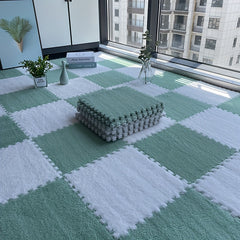10pcs Plush Puzzle Foam Floor Mat Seat Mat Square Interlocking Carpet