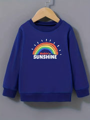 Girls Rainbow & Sunshine Pattern Sweatshirt Long Sleeve Top Pullover