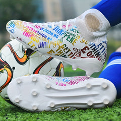 Letter Graphic Soccer Cleats High Top Athletic Sneakers