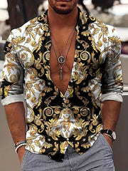 Floral Print Men's Long Sleeve Shirt - Spring/Fall Outdoor Wear