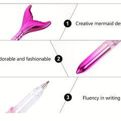 2pcs Mermaid Pens 1mm Ballpoint Pens for Home School and Office Stationery