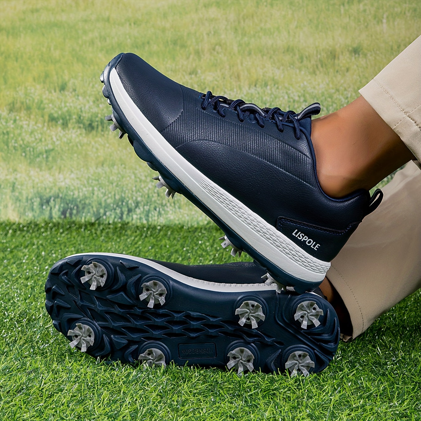 Men's Lightweight Golf Shoes w/ Removable Spike Non Slip Non Lace