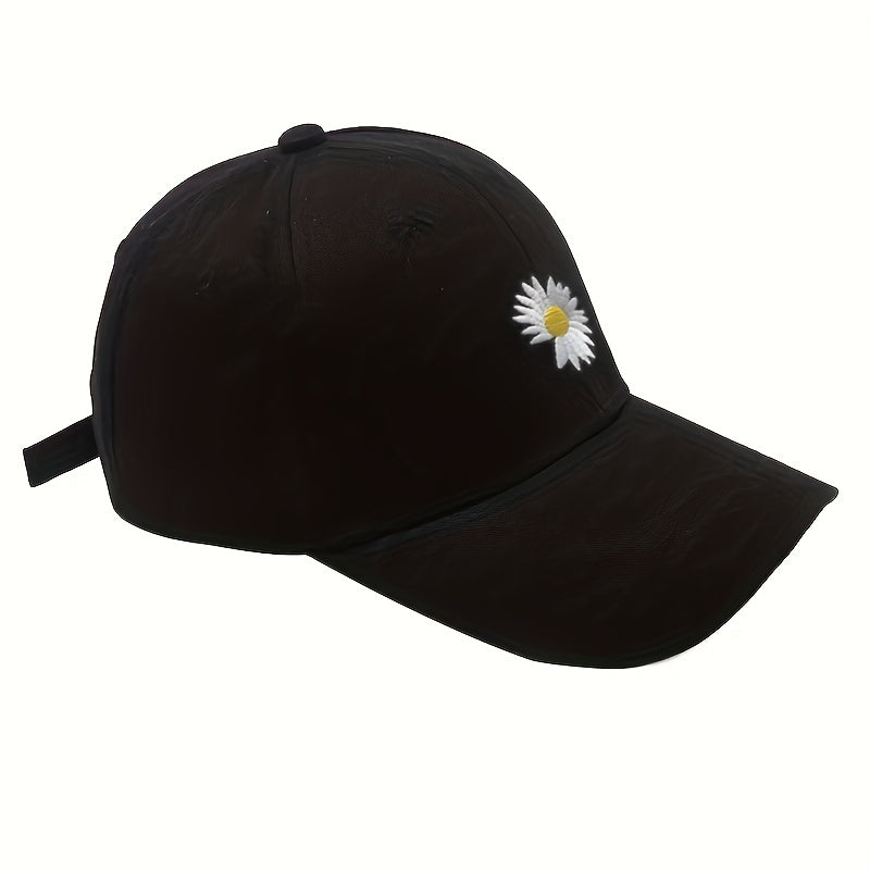 Unisex Daisy Embroidery Baseball Cap Lightweight Casual Dad Hats