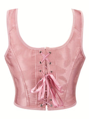 Feather Pattern Tank Top Cinched Waist Sleeveless Top