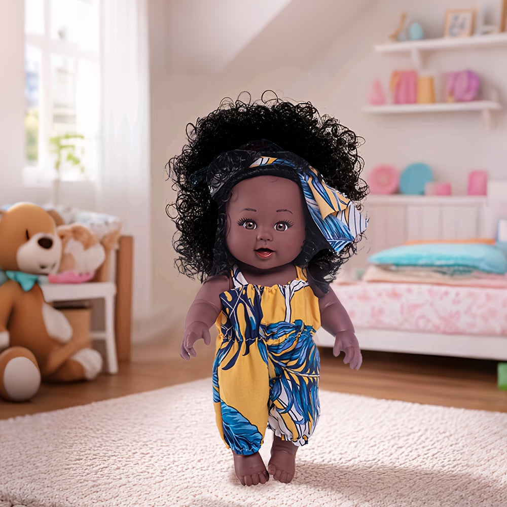 Stylish Reborn Doll with Curly Hair & Floral Dress Realistic Baby Doll