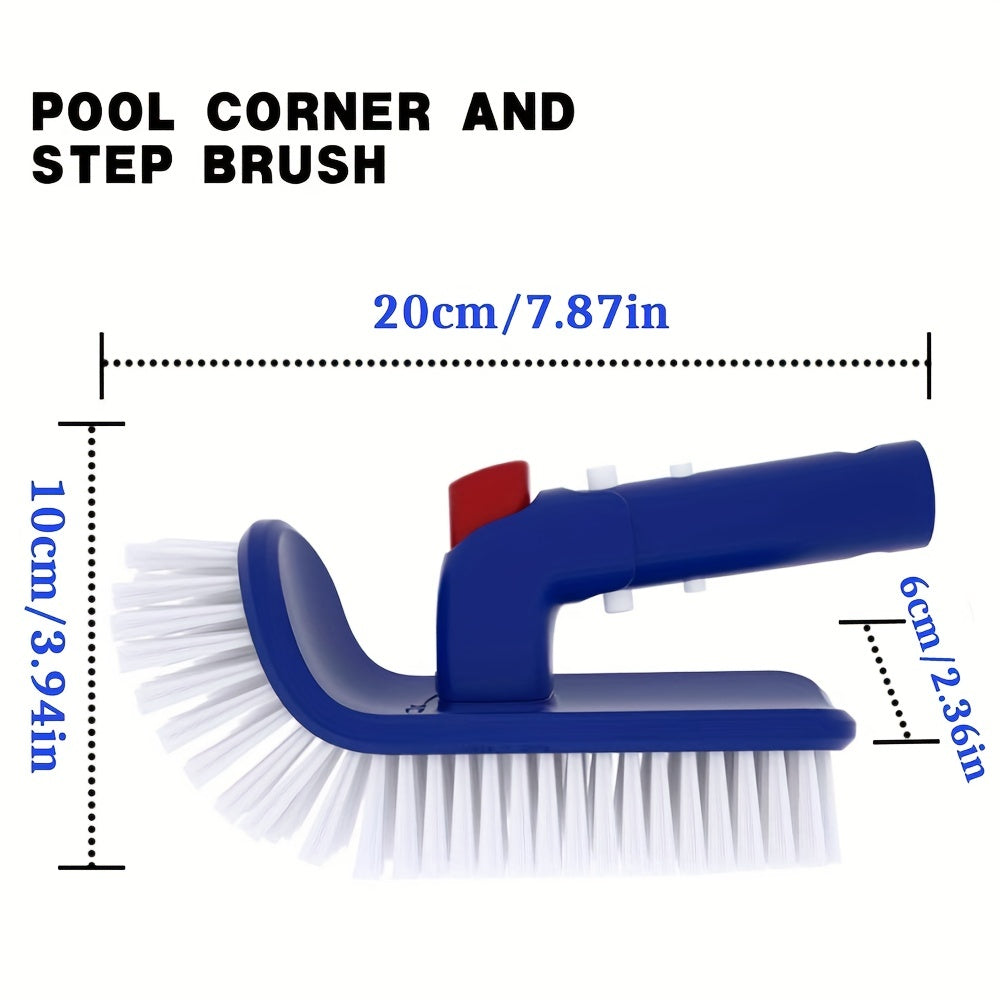 Pool Brush with Rotatable Handle for Walls, Steps, Corners - Household Scrubber