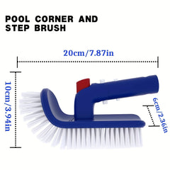 Pool Brush with Rotatable Handle for Walls, Steps, Corners - Household Scrubber
